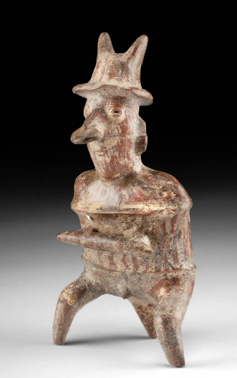 Authentic Nayarit, ca. 300 BCE to 300 CE Pre-Columbian Seated Warrior with Club Artifact w/ Certificate of Authenticity and Provenance