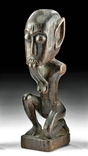 Authentic 19th Cent. Borneo Dayak Wood Figure w/ COA and Provenance 10.9 inches Central Kalimantan Mahakam River Dayak peoples, Bahau piece