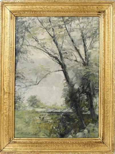 Hobart Jacobs (American 1851-1935) Original Impressionist Oil -18 1/2" H x 14" W- Bucolic Scene-well exhibited high auction& gallery prices!