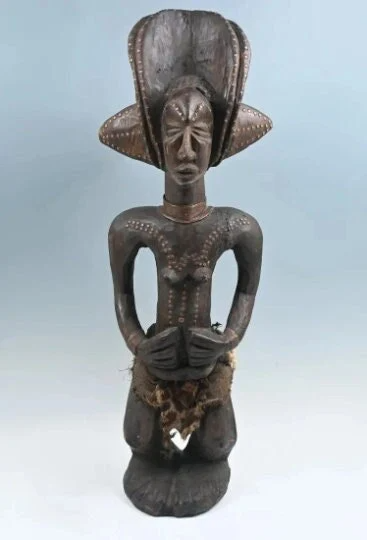 Rare "Hybrid" Chokwe late 19th-early 20th C Female Power Sculpture from Angola 37 inches w/ COA Choke Tribe Piece w/ Songye Tribe influence!