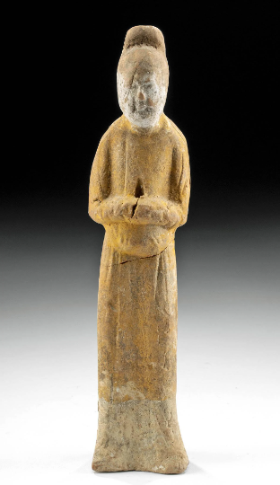 Authentic Tang Dynasty, ex-Museum piece noblewoman Figure ca. 618 to 906 CE tomb attendant 8.8 inches w/ COA and provenance