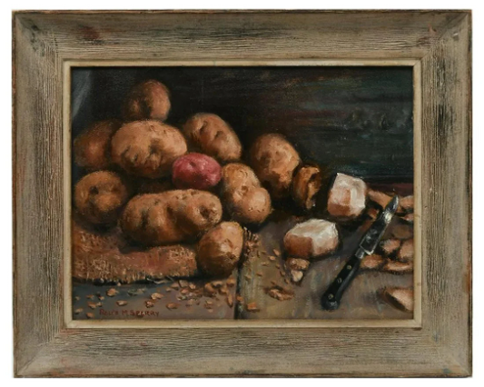 Ralph Sperry (circa 1950-60's) Still Life Potatoes Prepared for Dinner Framed Original Oil-Stunning 16 1/4 x 20 1/4 in. Masterfully Executed
