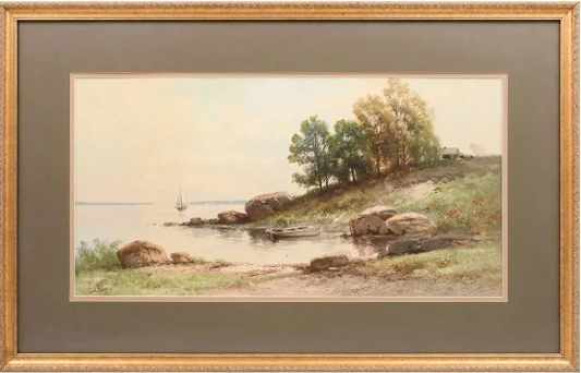Carl Weber (1850-1921) Original Watercolor Painting of Lake George Well Listed Museum Artist- Smithsonian, Pennsylvania Museum Fine Art