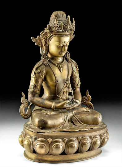 Published 19th c. Buddha ex-Hollywood Star- Anthony Quinn's Collection! STUNNING Tibetan Amitayus cast brass statue Buddha w/ COA & Provenance