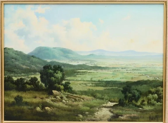 OROZCO (Mexico) Original Oil - 27.5"H x 21.5"W- Masterfully Executed Mexican Valley Landscape-Stunning! high auction & gallery prices Orozco
