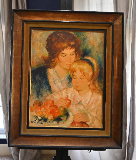 Pierre Eugene Duteurtre (French 1911-1989) Original Oil - 32.5"H x 27"W- ''Maternite aux Fruits'' STUNNING-High auction and galley prices!!