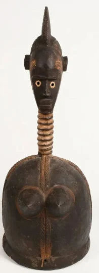 Authentic Large mid 20th C. Mende Bundu Helmet Wood Figural Headdress Vai Tribe SIERRA LEONE 35 inches w/ COA Ritual Sande Society Mask