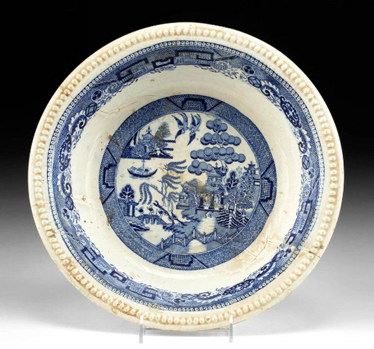 Authentic Chinese Qing Dynasty Pottery Bowl, ex-Museum, 19th Century 13.2 inches in diameter- with COA and provenance