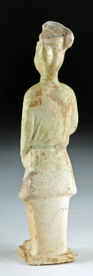 Authentic Sui / Tang Dynasty, Green Straw-Glazed Male Figure ca. late 6th- early 7th century CE tomb attendant 10.45" w/ COA and provenance