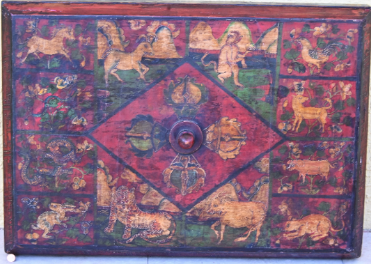 Large 1800s Qing Dynasty Chinese Document Box with Zodiac Calendar Sign Animals (33 x 23 inches)!! -Stunning and Unique - SEE PICS!