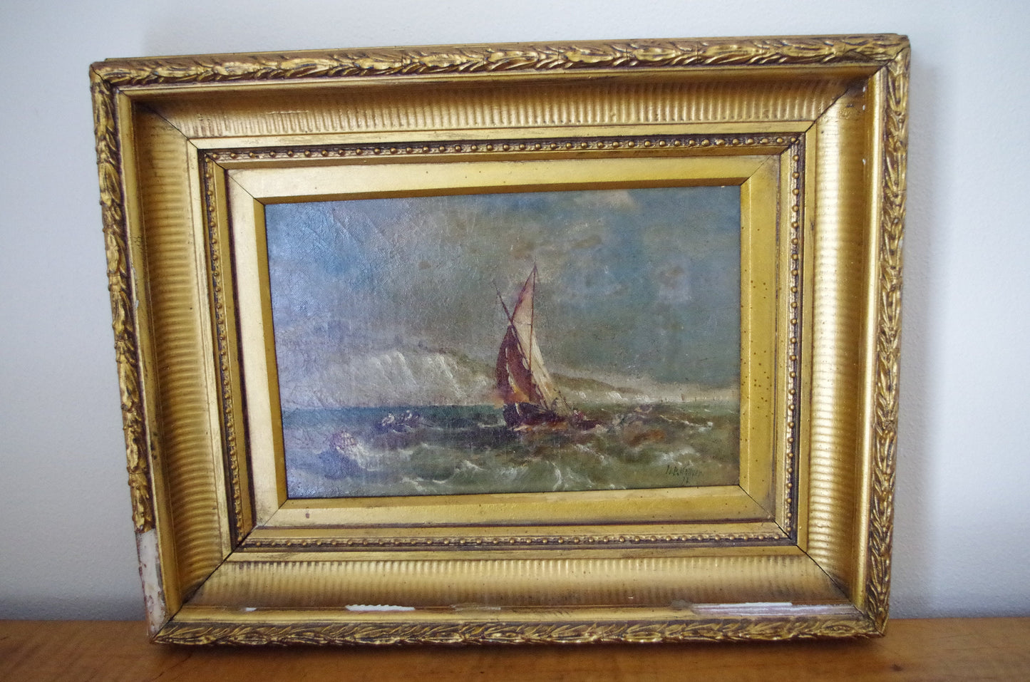 William Perring Hollyer (1834-1922) Nautical Scene Oil Painting- Sailboats