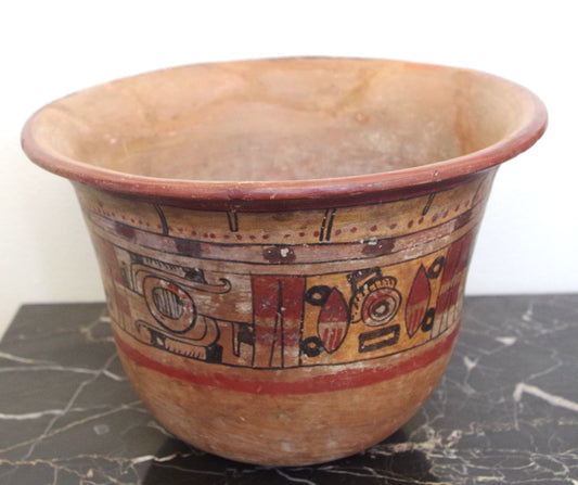 Large Mixtec Culture Artifact Bowl (with TL test and COA) circa 1200-1500 AD with Serpent God imagery
