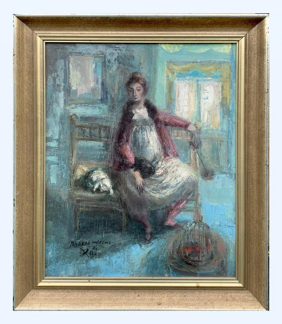 Pico Mitjans Jose (Spain, 1904-1991) Original Oil - 25.5"H x 20.5"W- Well listed Painter-Stunning! high auction & galley price Impressionist