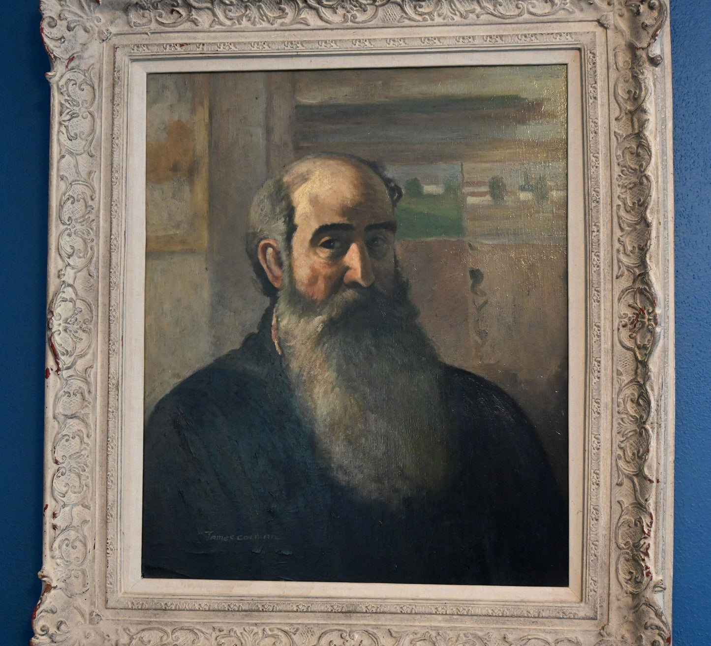 James Colman Portrait of Camille Pissarro Framed Oil-Stunning Portrait 32 1/4 x 28 1/4 inches