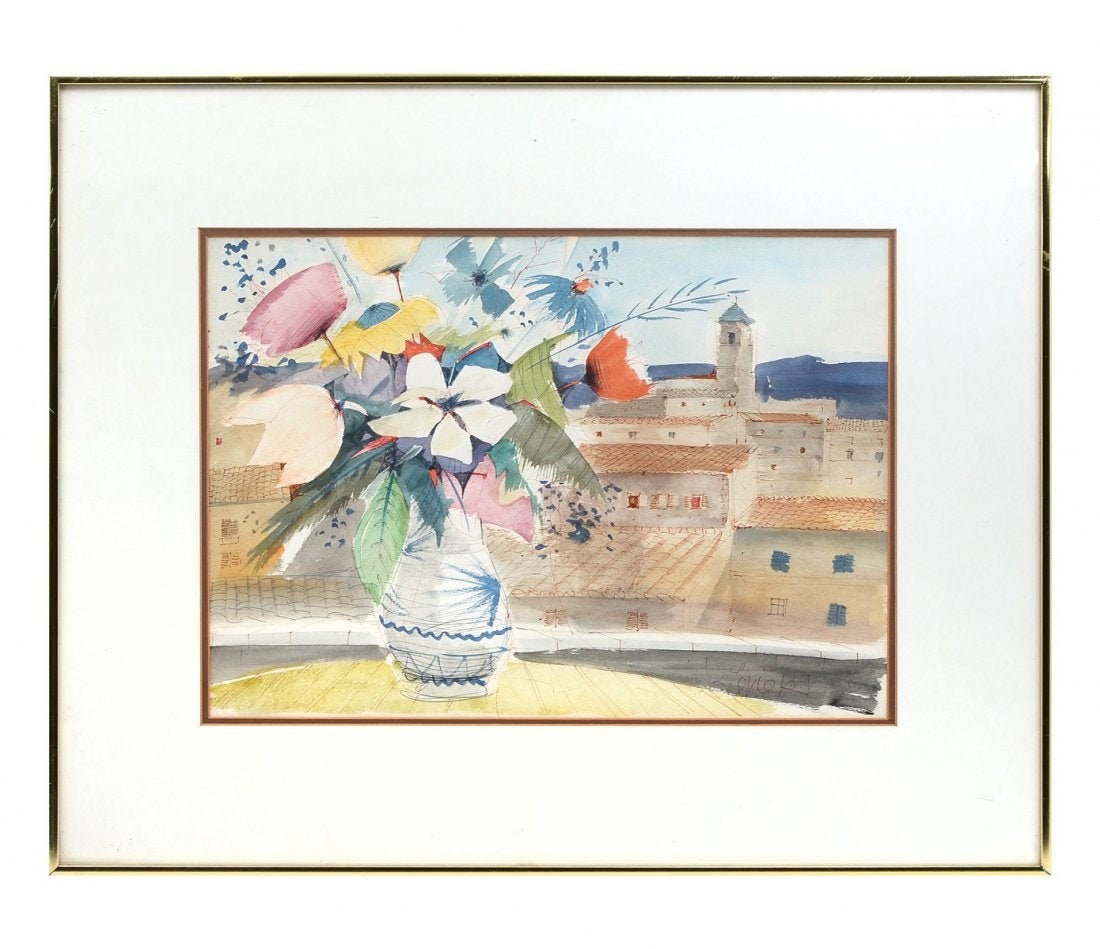 Charles Levier (France 1920-2003) Original Watercolor - 24.25"H x 30.25"W- works at Museum Modern Art Paris, Atlanta Museum, Seattle Museum