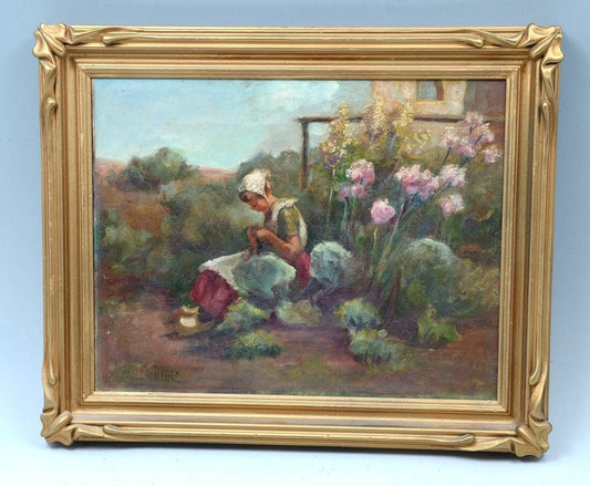 Helen Hyde (1868-1919) Original Oil 'Young Dutch Girl' well listed Artist- In Smithsonian American Art Museum, San Francisco Fine Art Museum