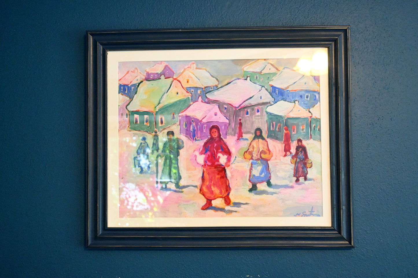 Nathan Gutman (France 1914-1990) Original Watercolor well listed Expressionist High gallery & auction prices Jewish Village Poland -Stunning