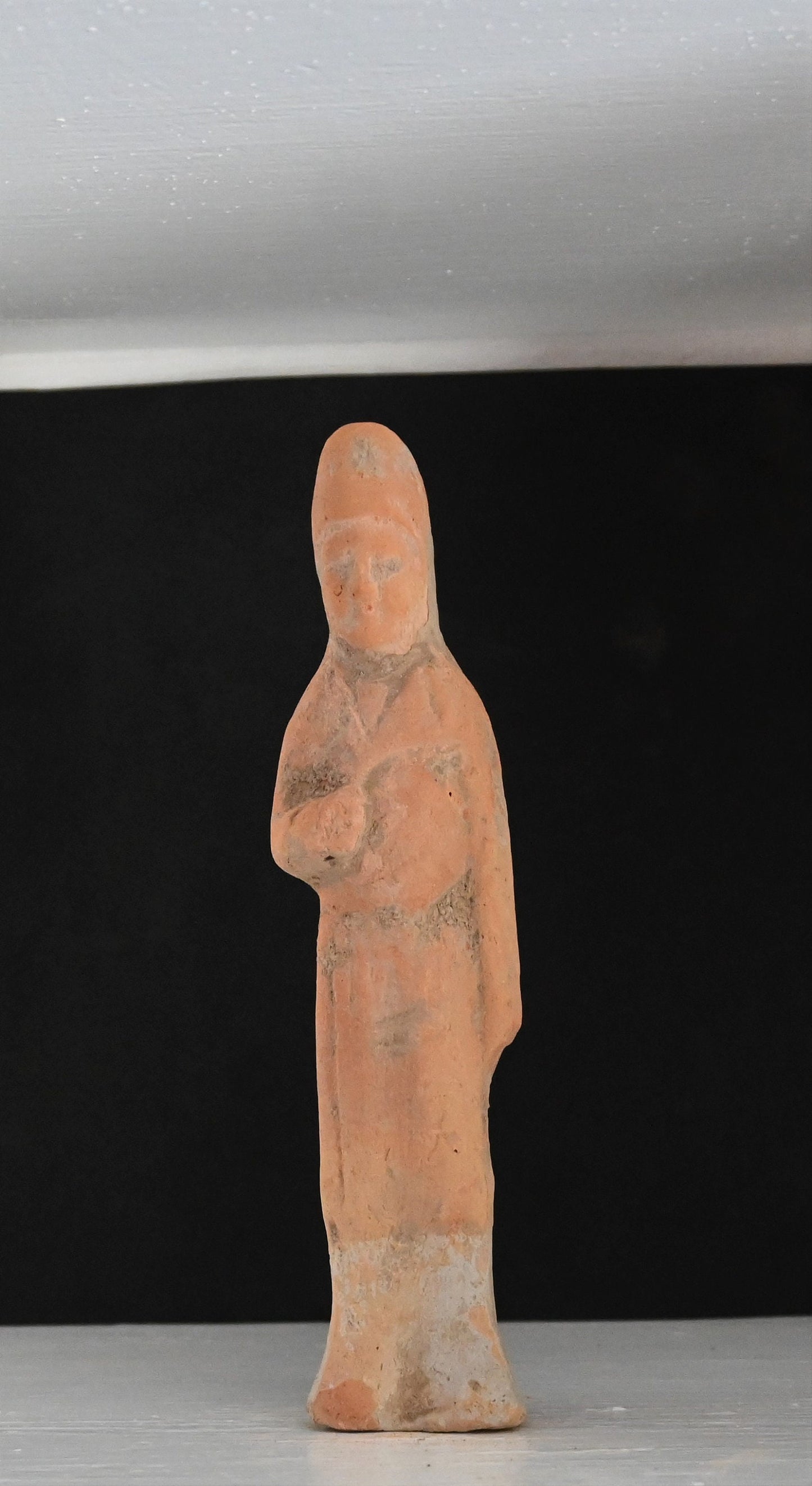 Authentic Han Dynasty, ca. 206 BCE to 220 CE mold-formed terracotta tomb attendant 7 1/2 inches with COA and provenance
