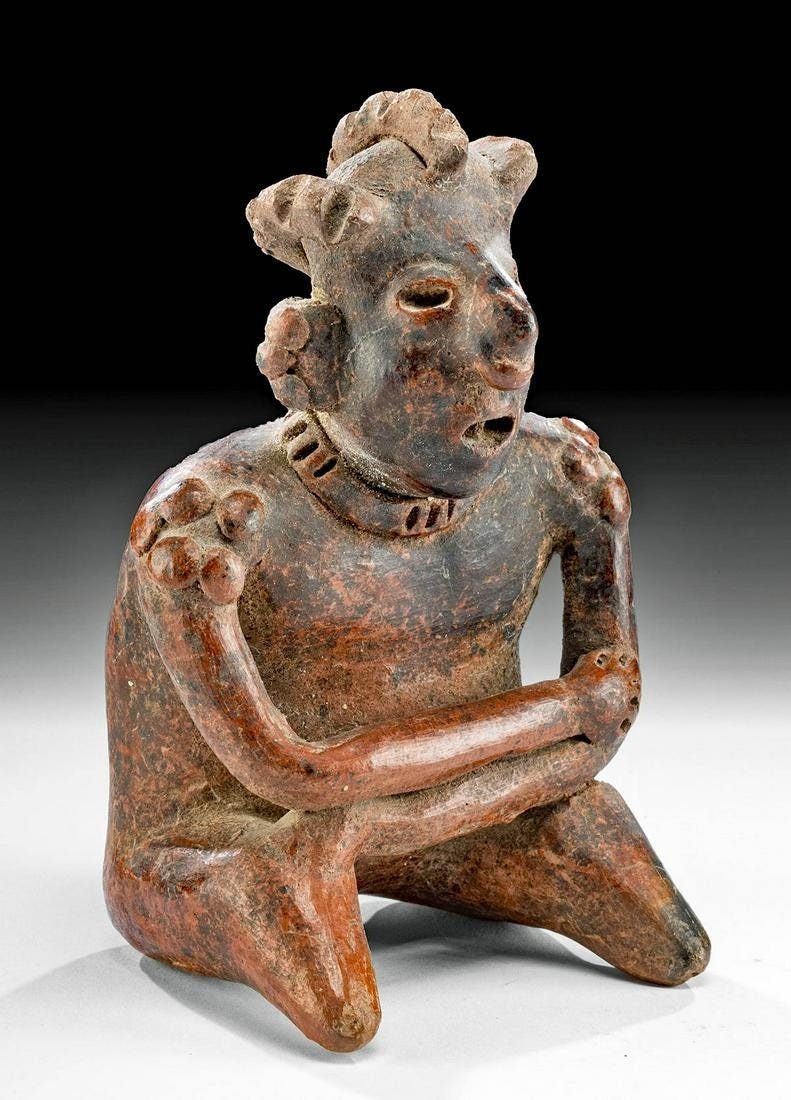 Authentic Nayarit, ca. 300 BCE to 300 CE Pre-Columbian Seated Figure Artifact w/ Certificate of Authenticity and Provenance-