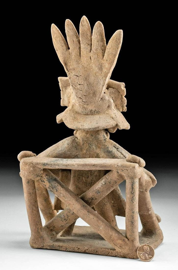 Authentic Pre-Columbian Veracruz Artifact ca. 400 to 700 CE Shaman or Priest on Platform with Provenance & Certificate of Authenticity