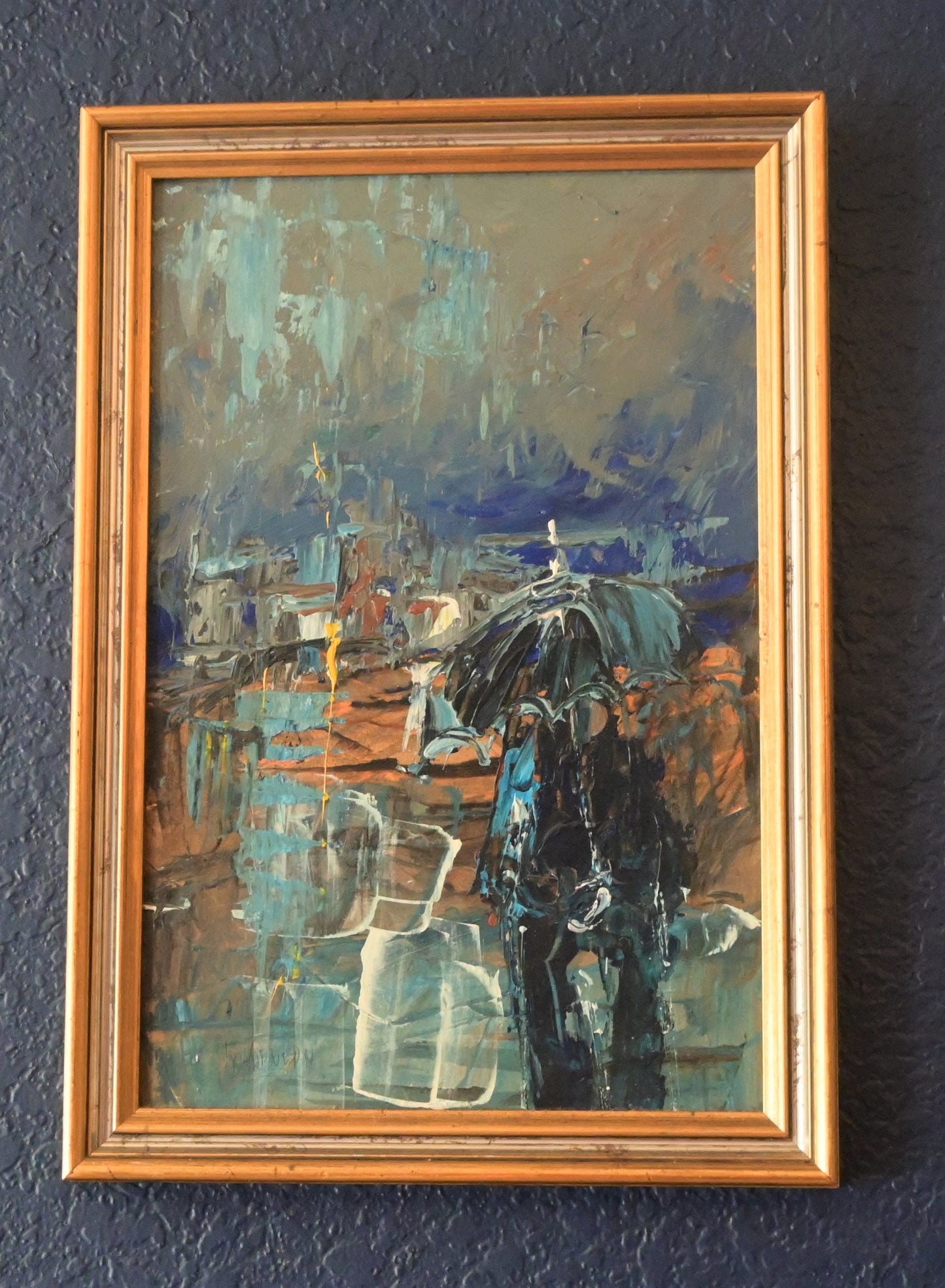 Pino La Vardera (Italian b.1932) Original Abstract Impressionist Oil -18" x 12"W- Well listed Art- high auction & galley prices