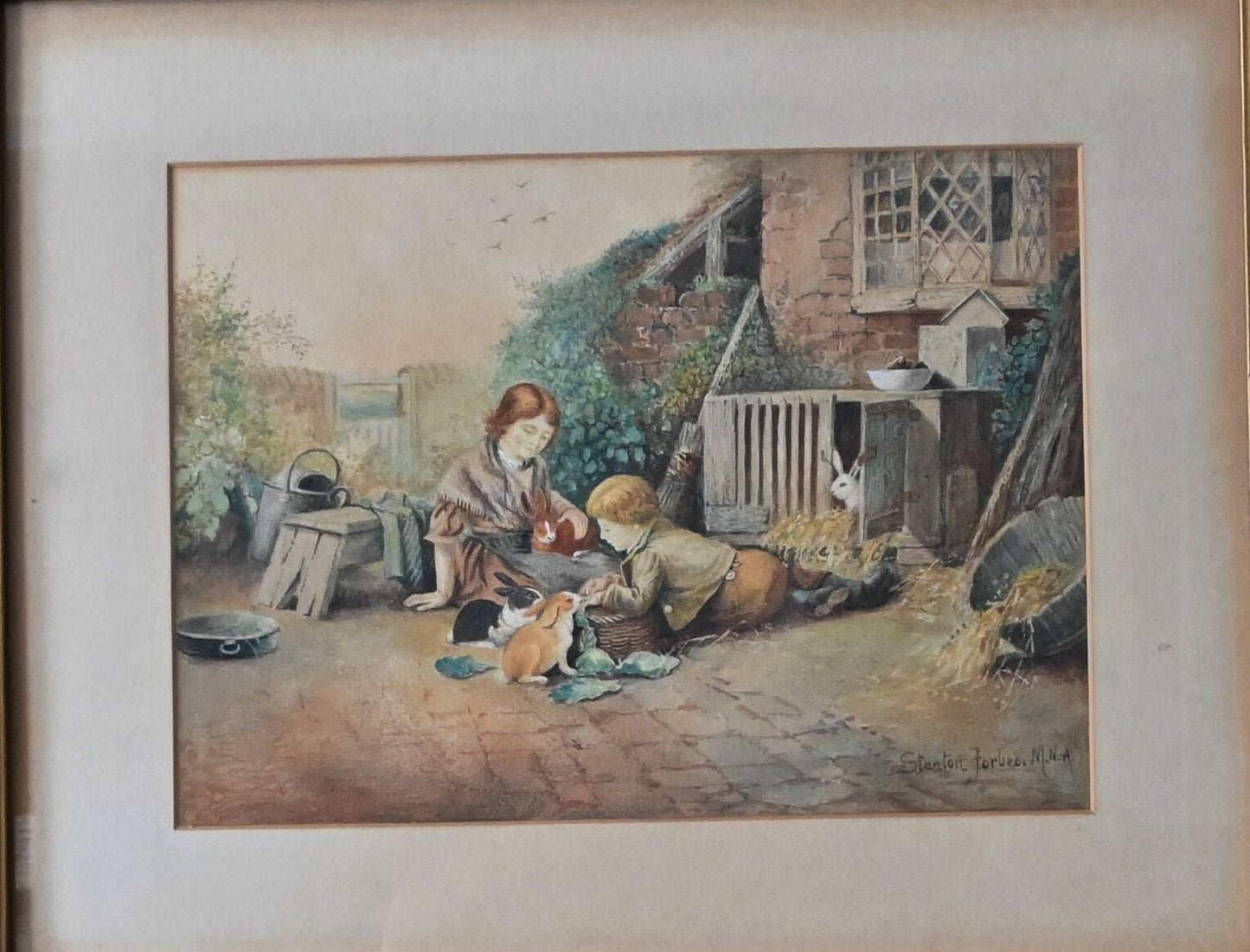William Stanton Forbes ( American 1912-1989) Original Watercolor - 21"H x 25"W -great detail and technique delightful scene