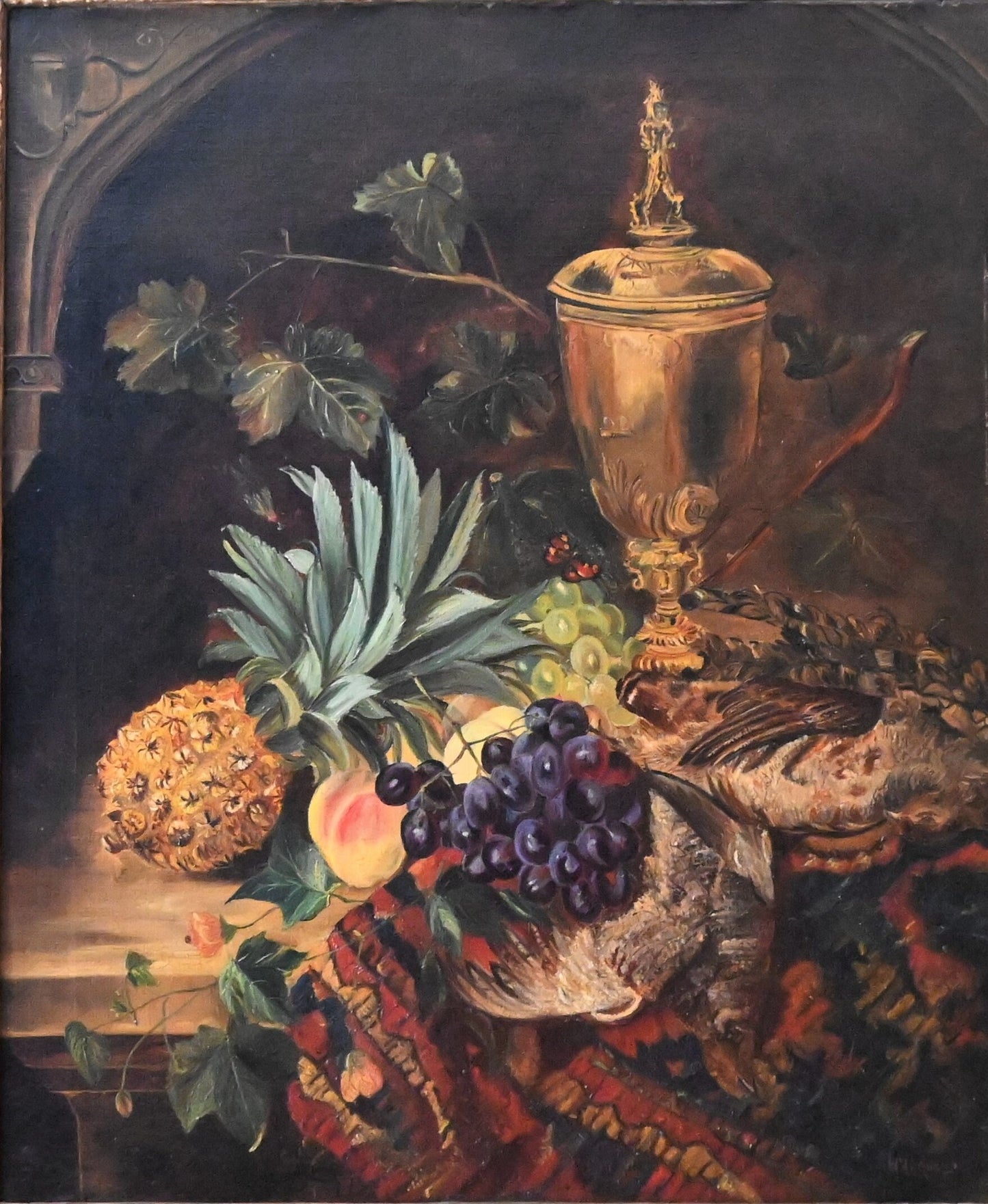William Hughes (Scottish 1842-1901) Large  Original Still Life Oil -30.5" x 26.5"W-- Very high auction (39K) prices exhibited Royal Academy
