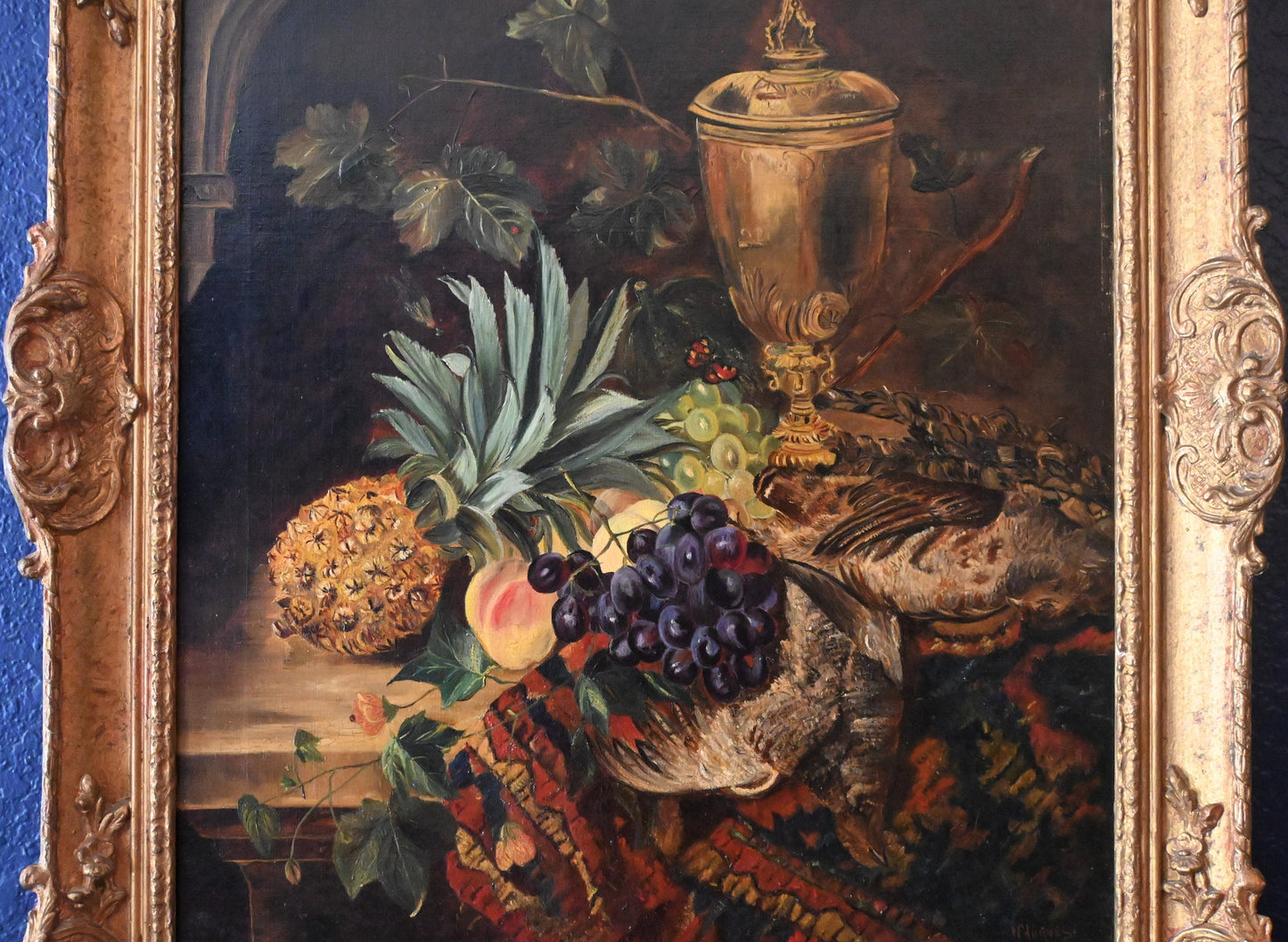 William Hughes (Scottish 1842-1901) Large  Original Still Life Oil -30.5" x 26.5"W-- Very high auction (39K) prices exhibited Royal Academy