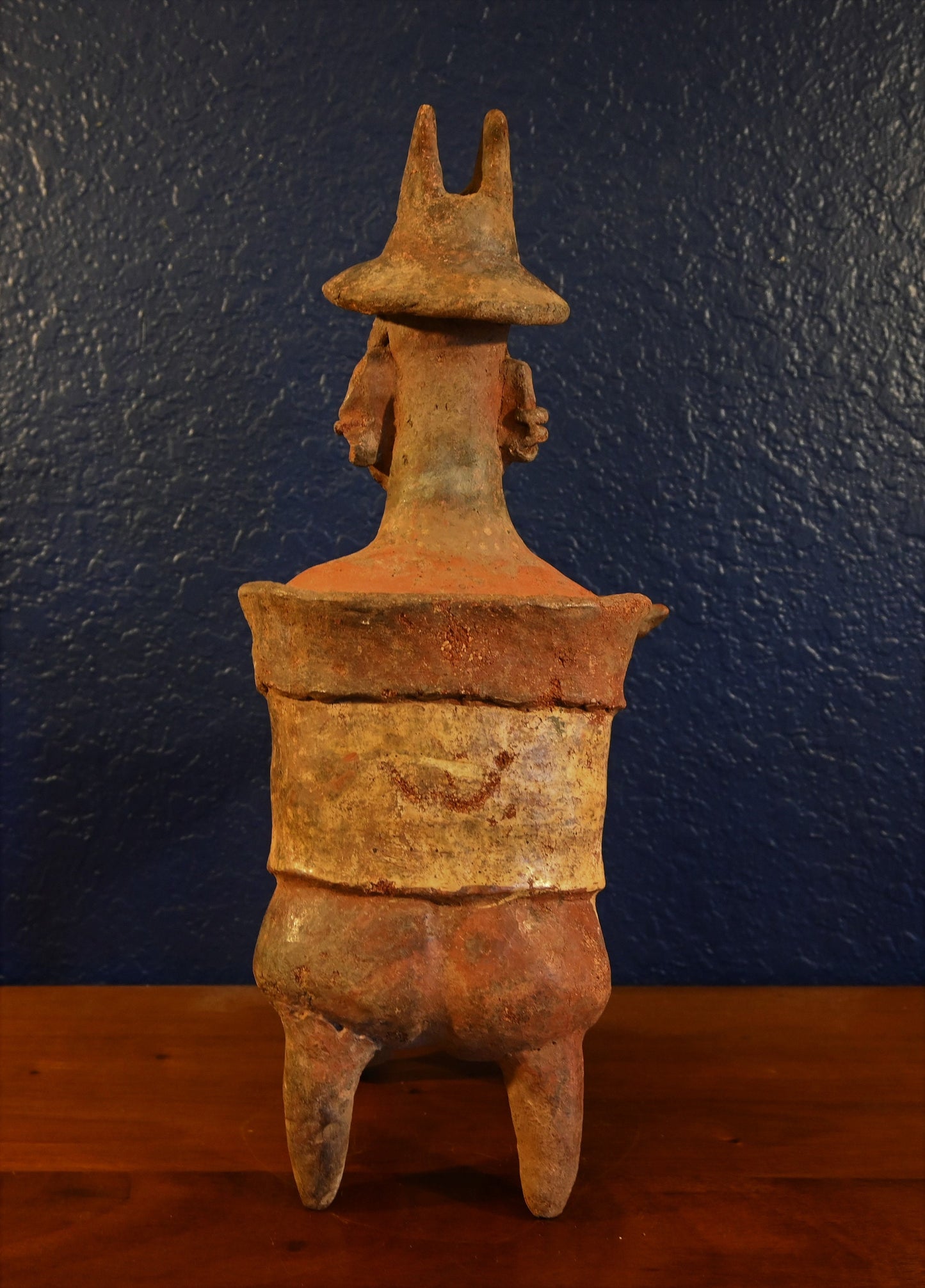 Large (17 5/8 inches) Authentic Nayarit, ca. 100 BCE to 250 CE Pre-Columbian Barrel Seated Warrior w/ Certificate Authenticity & Provenance