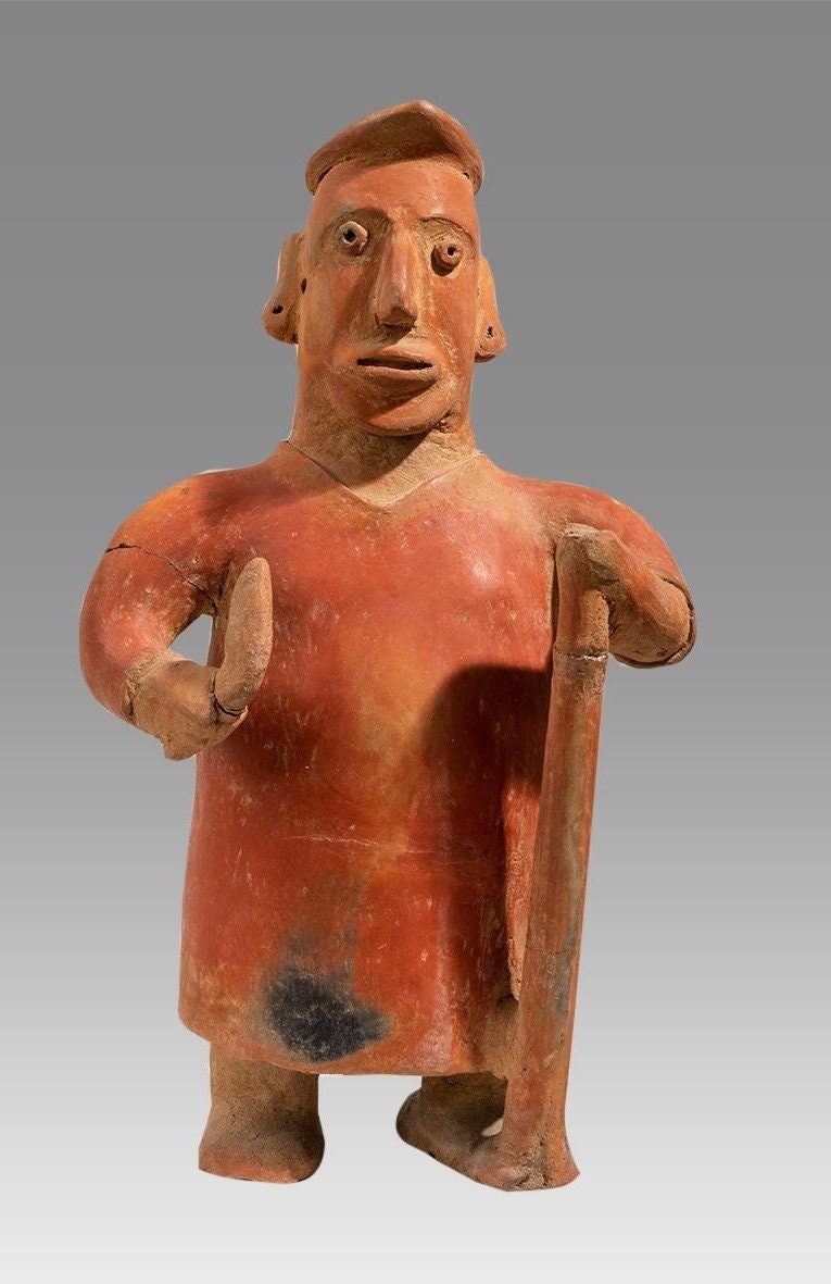 Large (17 7/8 inches) Authentic Pre-Columbian Colima Standing Shaman ca. 100 BCE to 250 CE w/ Certificate Authenticity & Provenance Artifact