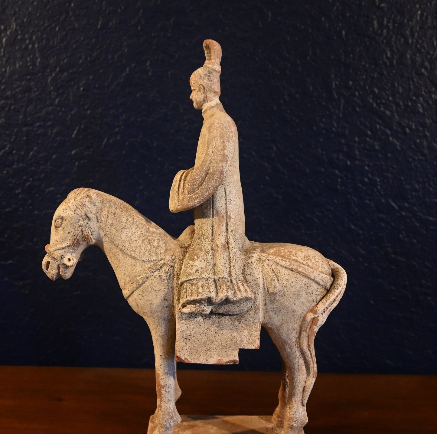 Elegant Authentic Ming Dynasty Pottery Horse and Rider Circa 1368–1644 AD Certificate of Authenticity & Provenance 13 5/8 inches in height