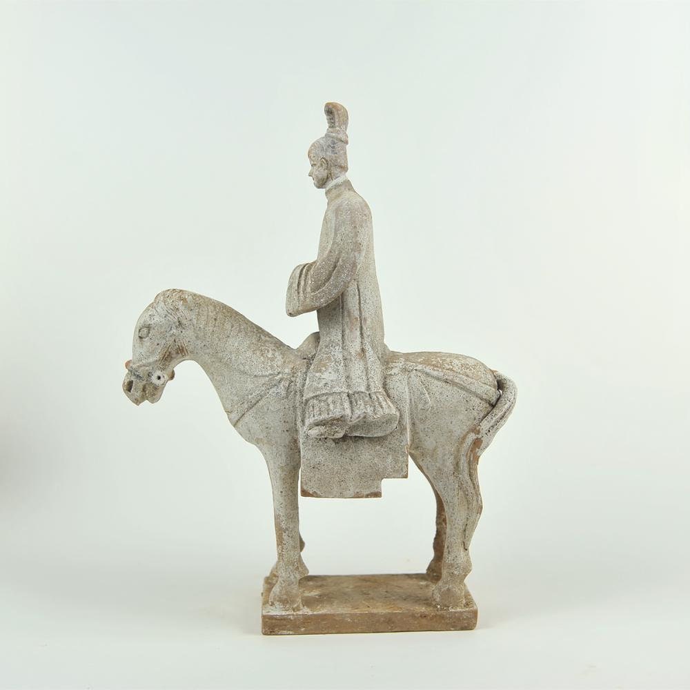 Elegant Authentic Ming Dynasty Pottery Horse and Rider Circa 1368–1644 AD Certificate of Authenticity & Provenance 13 5/8 inches in height