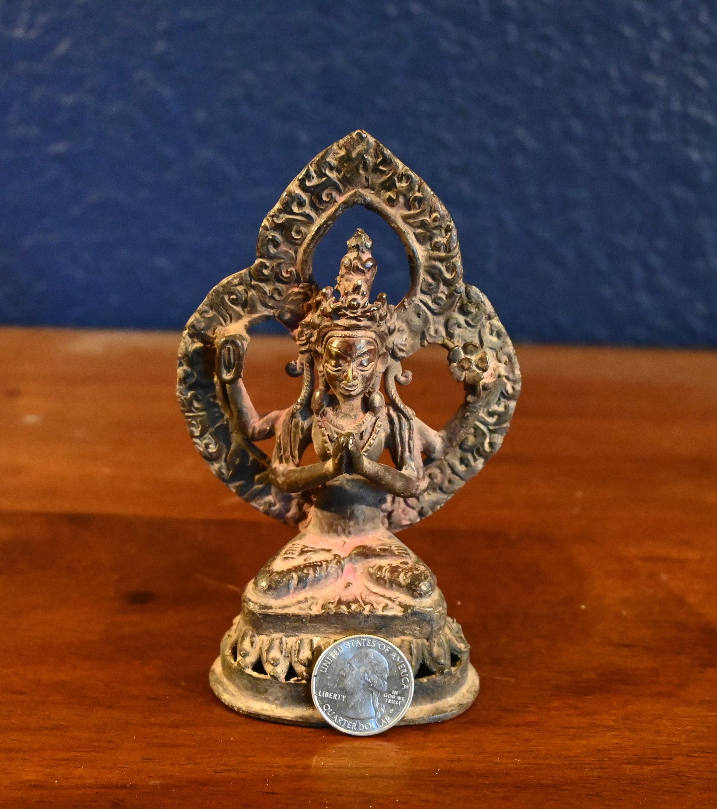 Authentic 19th Cent. Tibetan Bronze of Buddha-seated Dhyanasanaon lotus throne religious piece-Tibetan Vajrasattva Buddha Bronze 19th Centur